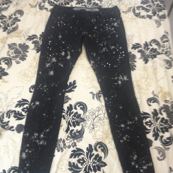 Splattered jeweled express jeans