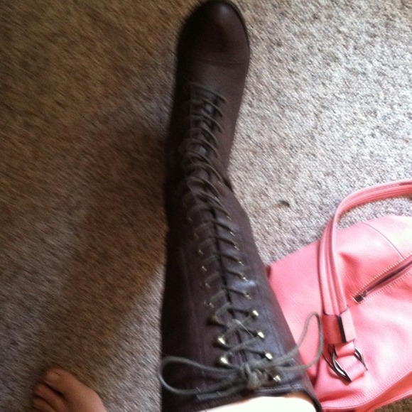 Brown lace up boots