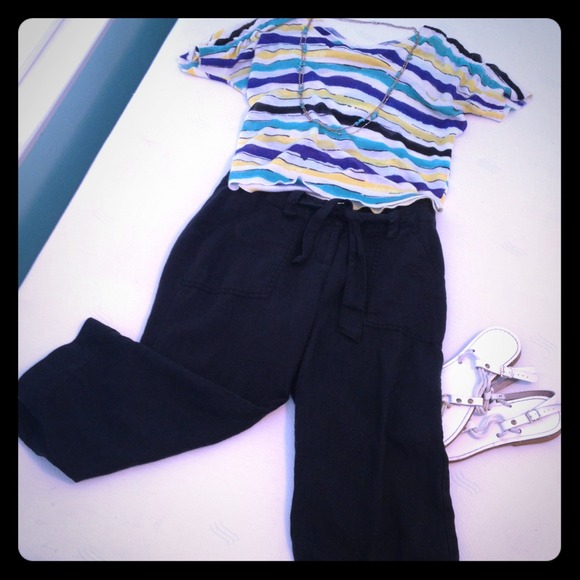 🎯SOLD🎯.   Black linen capris, size 6
