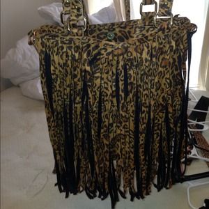 Steve Madden leopard print fringe purse