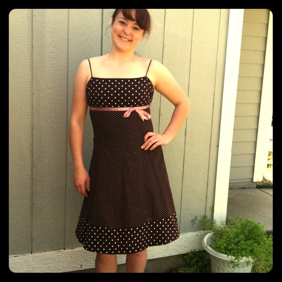 Brown and Pink Polka Dot Dress