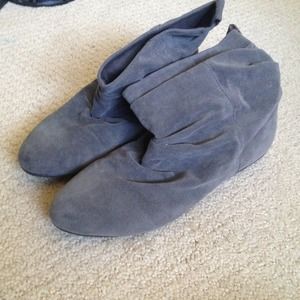 Gray Semi-Suede Ankle Booties