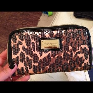 Betsey Johnson leopard sequin wallet