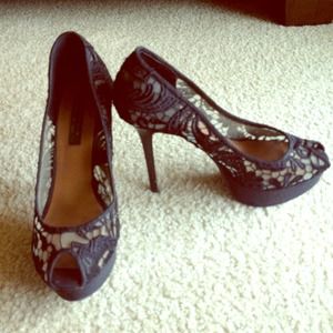 Zara black lace peep toes  Heels