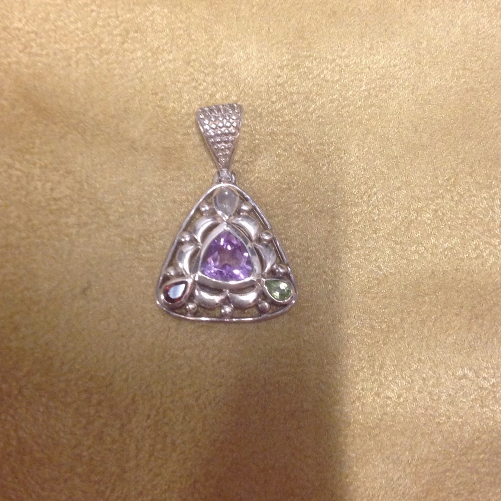 Solid sterling multistones pendant