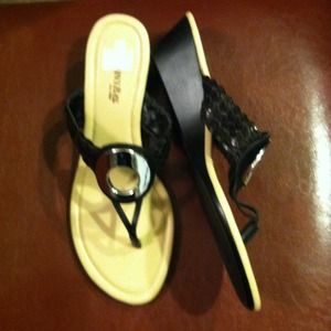 St. John's Bay black sandals with silver buckle