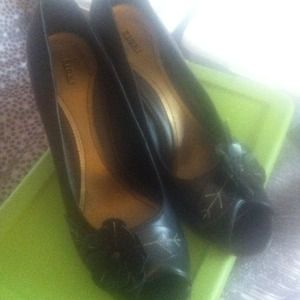 Brown & black peep toes