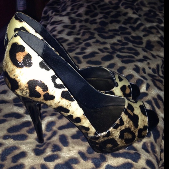 Leopard Print Peeptoe Stilettos: size 10 NWOT