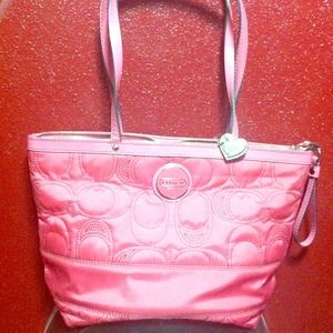 ***hold coach bag and Burberry scarf