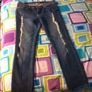 Distressed Straight Leg Jeans