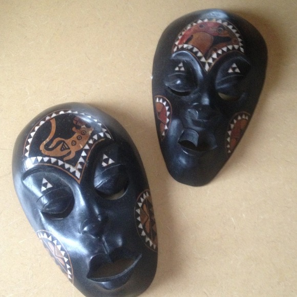 ❌Sold❌2 black African masks for wall