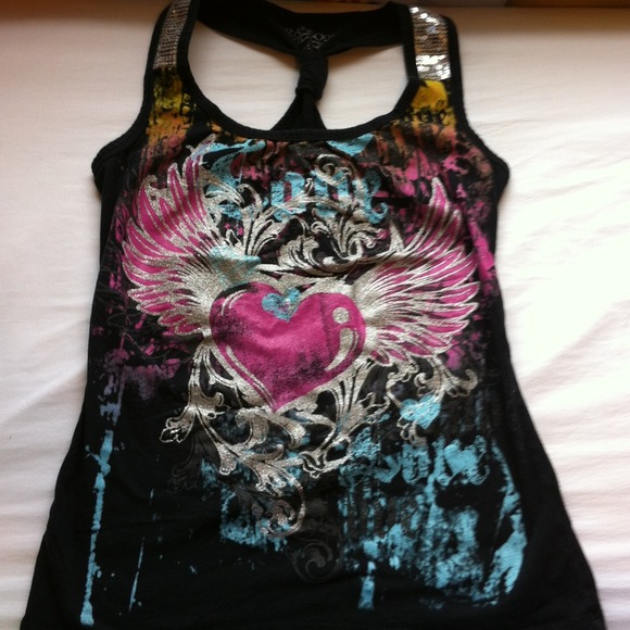 Racer back tank with design & sequins!