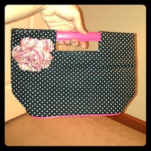 Vintage / Retro black & white polka dot handbag