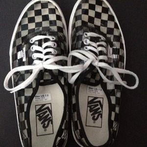 Clear checkered vans! Worn once. Price negotiable