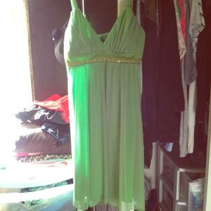 Green and gold strap dress size large