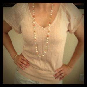 Pink with silver sparkle V-neck sweater blouse NEW