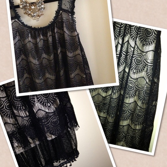 Cream and black lace dress/tunic - Picture 3 of 4