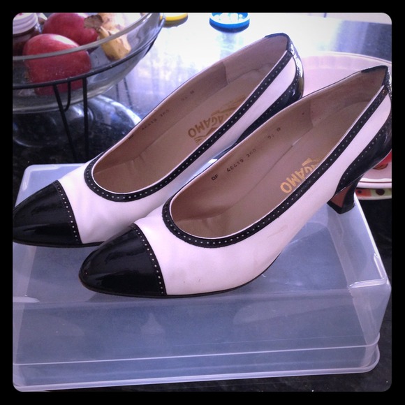 Salvatore Ferragamo Shoes - Reduced- Vintage Ferragamo patent spectator pumps