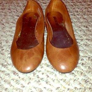 Cognac leather flats