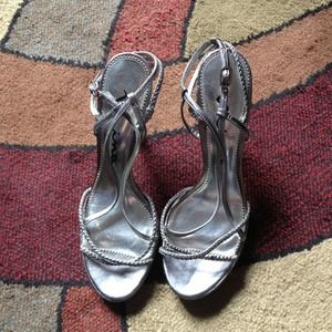 Silver strappy heels