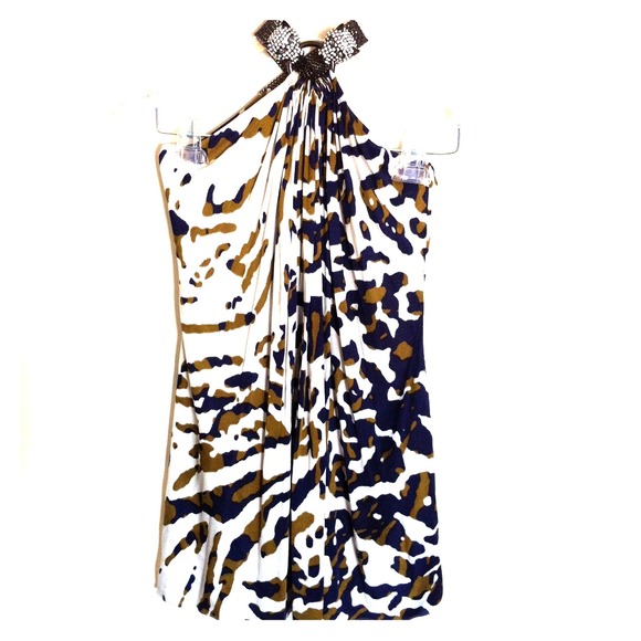 Sky tunic w crystal leopard halter!