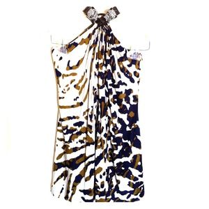 Sky tunic w crystal leopard halter!