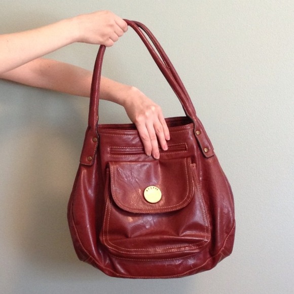 Handbags - Burgundy faux-leather hobo bag