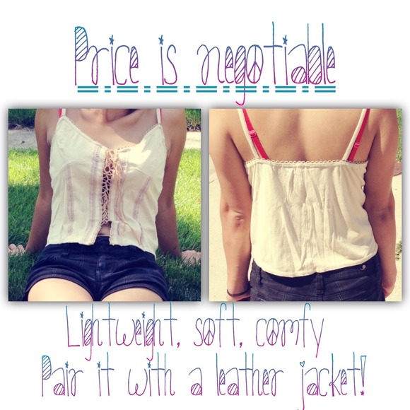 Faux suede tank top with lace up front