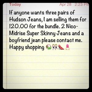 3 Pairs of Hudson Jeans for one low price!