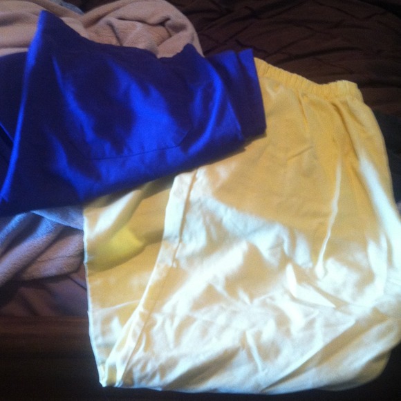 Purple yellow scrub pants