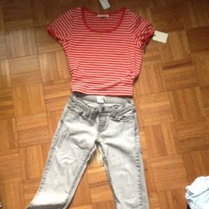 Red and white striped cropped top