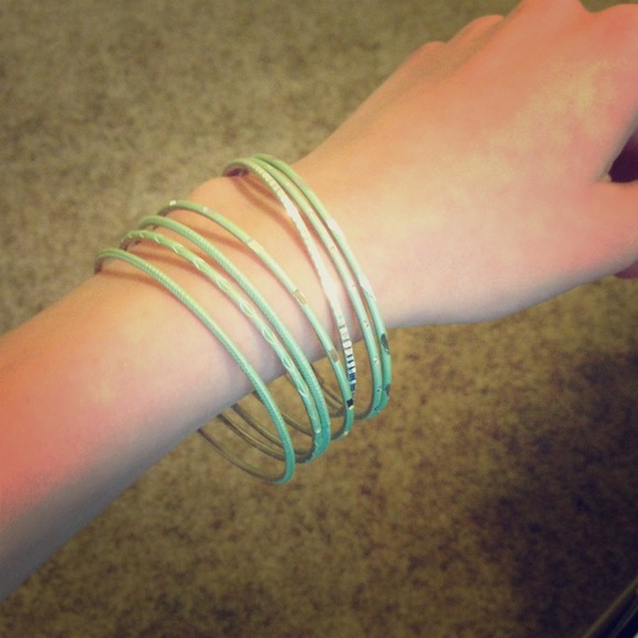 Mint and Silver Bangle Set