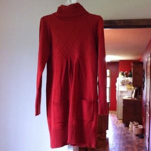 Beautiful orange turtleneck sweater dress!