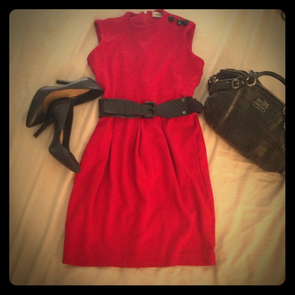 Calvin Klein deep red sheath dress