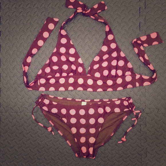 Brown/Pink Halter Bikini