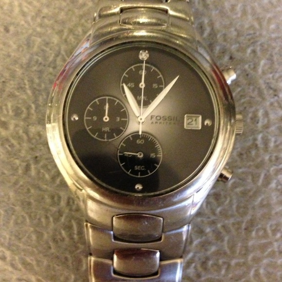 Silver Fossil arkitekt watch w/ chronograph. - Picture 3 of 4