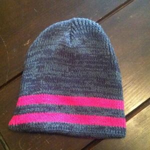 Gray and pink beanie