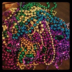 Mardi Gras Bead Necklaces & Scarf and Hat Bundle
