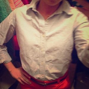 Stripe button up boyfriend shirt