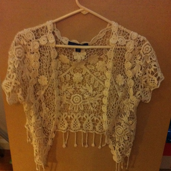 White crochet cover up.
