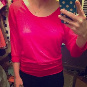 Express dolman top with sheer sleeves -Sz XS- red