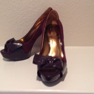 Plum Peeptoe Platforms