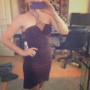 Brown dress with gold accents