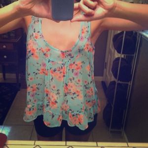 Aqua and coral fun cute summer shirt!