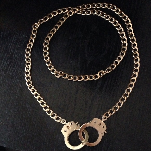 Gold necklace handcuff chain. New!