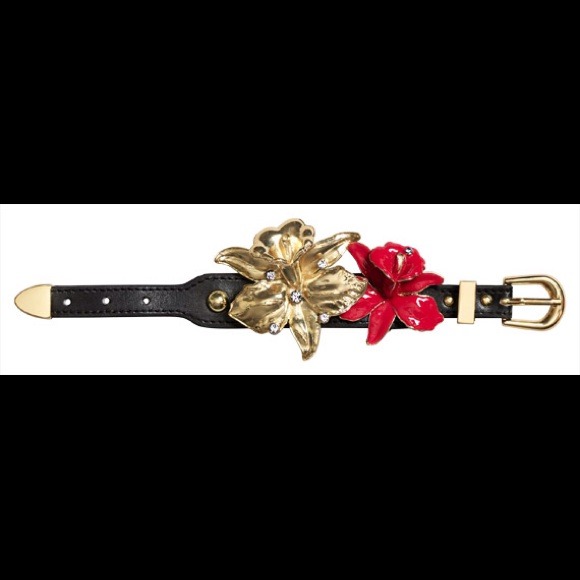 Versace H&M red & gold flower bracelet. New w tags