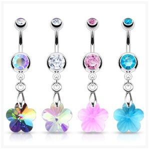 New 🌸 Flower 🌸 Prism Dangle Navel Belly Ring