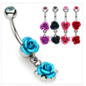 New Roses 🌹 Flowers 🌸 Dangle Navel Belly Rings