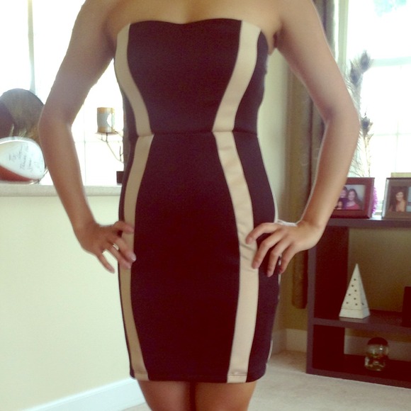 ❌SOLD👊Lola strapless color block dress-S