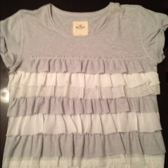 Grey ruffle Hollister shirt